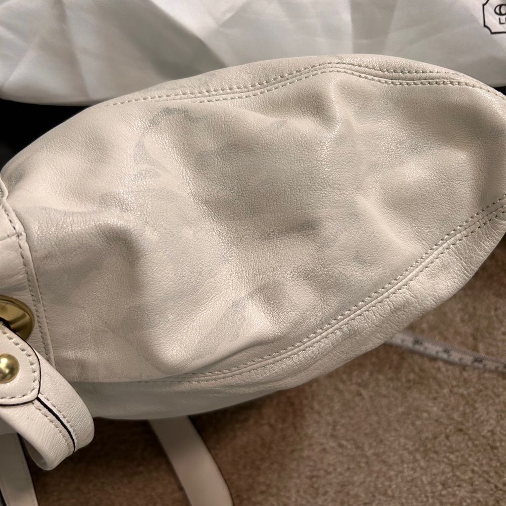 Coach Madison Ivory Pleated Leather Tote with Gold Accents - Picture 4 of 9